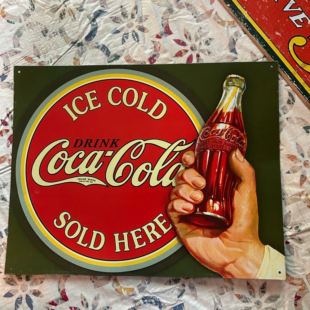 Coca-Cola Ice Cold Bullseye Sign with Red and Yellow Design